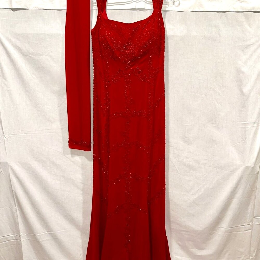 Bold & Beautiful Red Beaded Formal Gown